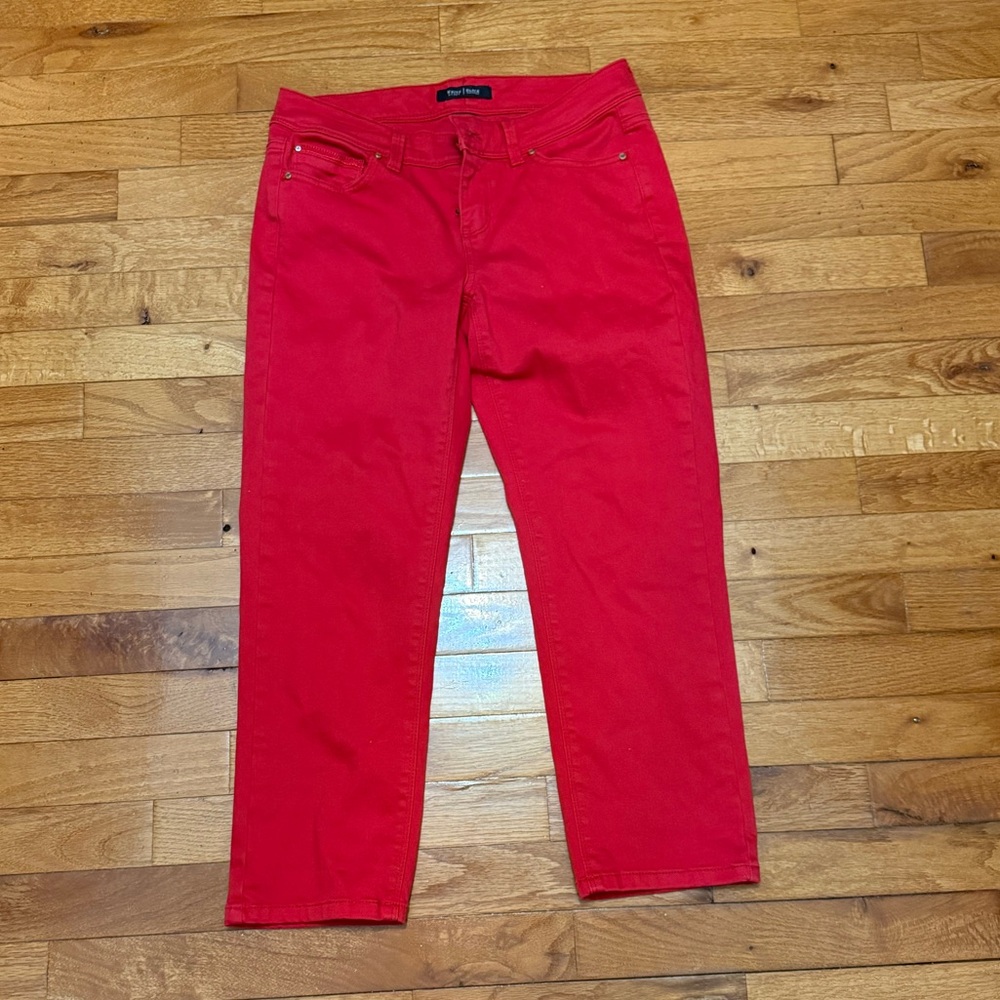 White House Black Market Red Ankle Crop Jeans